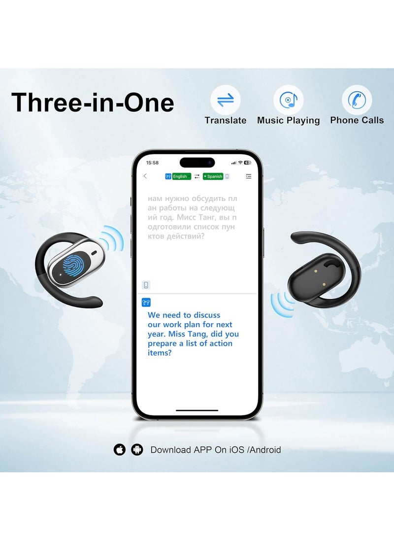 xozgdovg - AI Translator Earbuds, Adjustable Language Translator Earphone 3-in-1 Real-Time Translation Device TWS 144 Languages u0026 8 Offline iOS and Android (Black) - Image 1