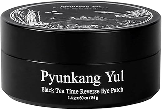 Pyunkang Yul لصقات العين من بيونكانغ يول بالشاي الأسود لتقليل الانتفاخات والخطوط الدقيقة تحت العين وأكياس العين مرطب للوجه ومنشط جل للعناية بالبشرة الكورية مع كولاجين منخفض الجزيئات 14 جرام × 60 حبة - Image 1