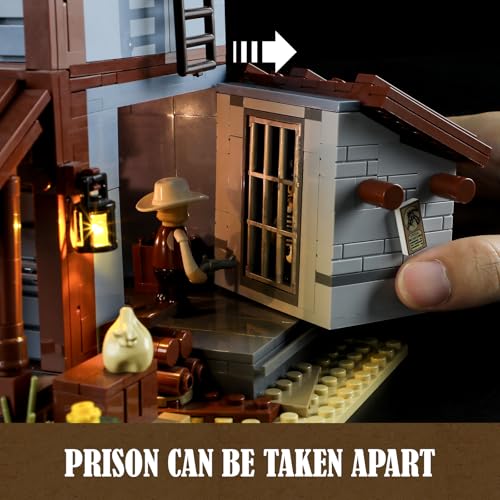 Funwhole Sheriff's-Office Lighting Building-Bricks Set - The Old West Sheriff's Office LED Light Construction Building Model Set 1240 Pcs for Adults and Teen - Image 5