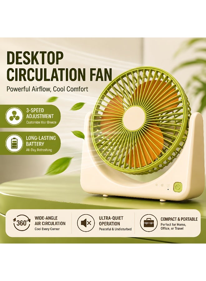 【Portable USB Mini Desk Fan, 3 Speed Adjustable, Ultra Quiet 36dB(A), 500mAh Rechargeable Battery, 1-3H Long Endurance, Lightweight 0.34kg Personal Cooling Fan for Home Office Travel Camping】 - Image 1