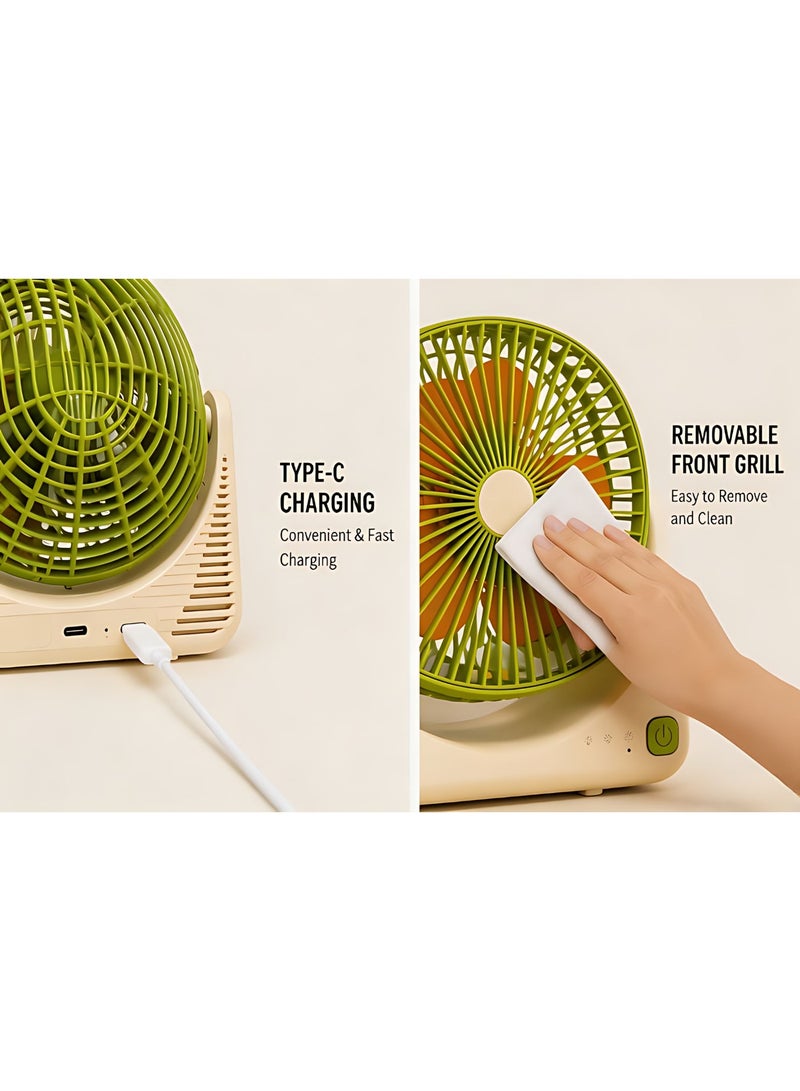 【Portable USB Mini Desk Fan, 3 Speed Adjustable, Ultra Quiet 36dB(A), 500mAh Rechargeable Battery, 1-3H Long Endurance, Lightweight 0.34kg Personal Cooling Fan for Home Office Travel Camping】 - Image 5