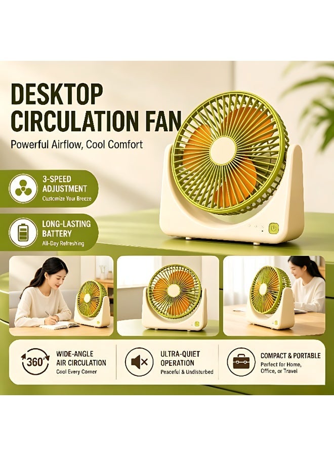 【Portable USB Mini Desk Fan, 3 Speed Adjustable, Ultra Quiet 36dB(A), 500mAh Rechargeable Battery, 1-3H Long Endurance, Lightweight 0.34kg Personal Cooling Fan for Home Office Travel Camping】 - Image 2