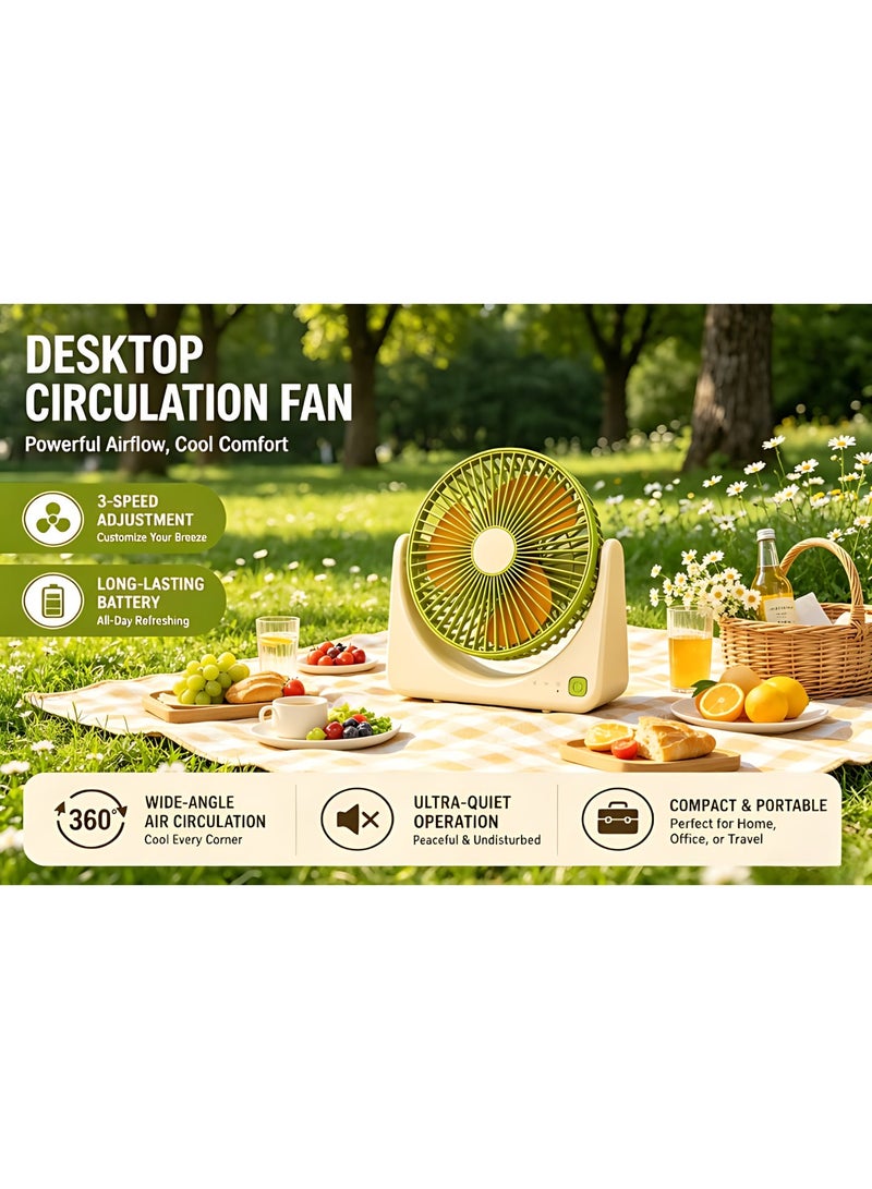 【Portable USB Mini Desk Fan, 3 Speed Adjustable, Ultra Quiet 36dB(A), 500mAh Rechargeable Battery, 1-3H Long Endurance, Lightweight 0.34kg Personal Cooling Fan for Home Office Travel Camping】 - Image 3