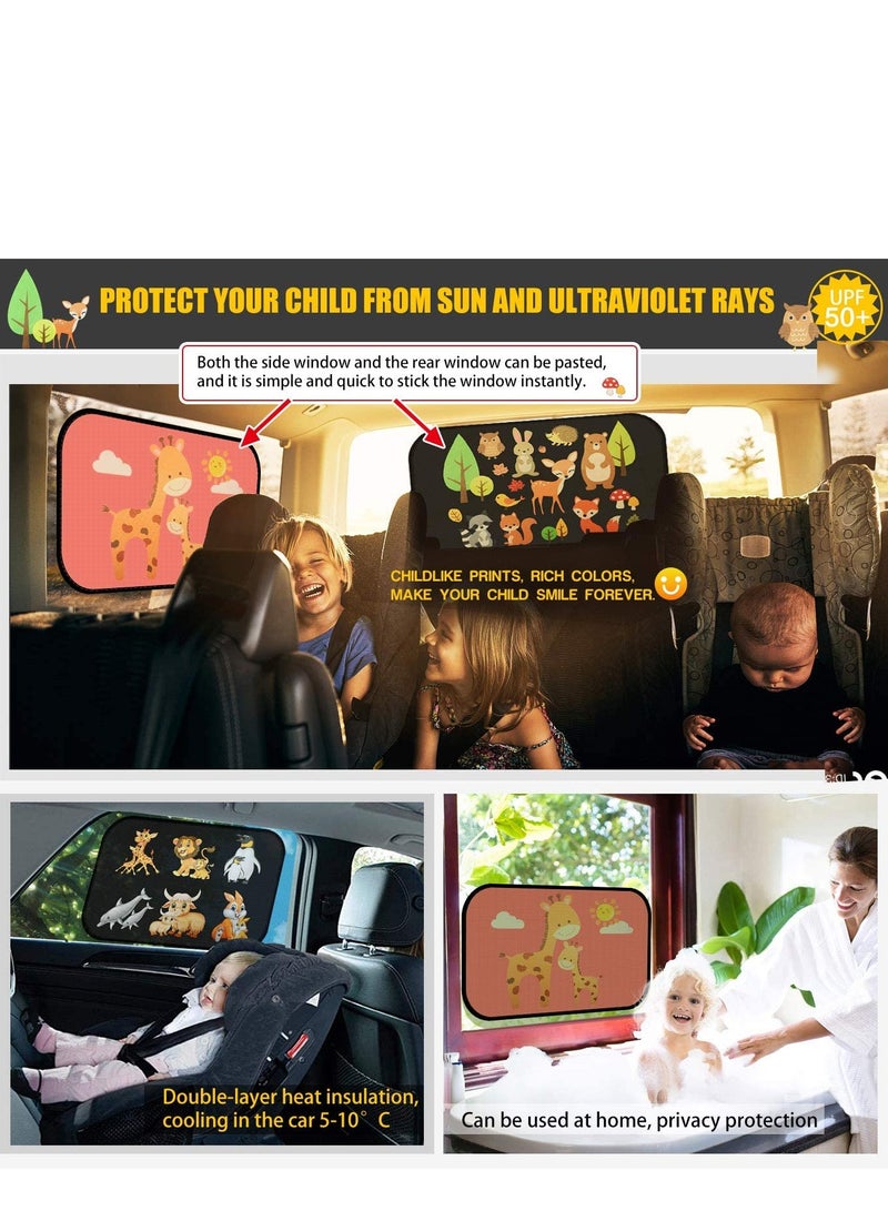 Loquat Car Side Window Sun Shade for Baby Kid, 2 Pcs UV Block Sunlight Protection, Cartoon Giraffefor Window Shield - Image 5