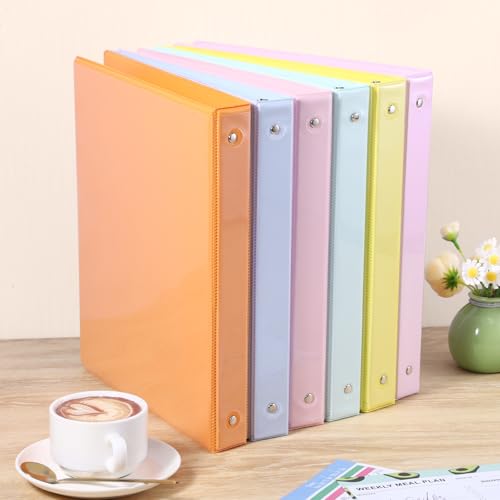 Thboxes 3 Ring Binder 6 Pack 1 Inch Binder with 2 Interior Pockets Clear View Overlay Large Capacity Round Ring Binders for Office Supplies School Home 6 Colors - Image 3