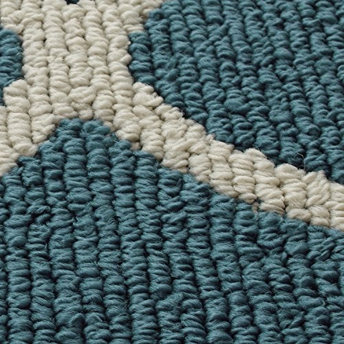 Maples Rugs Rebecca Contemporary Runner Rug Non Slip Hallway Entry Carpet [Made in USA], 1'9" x 5', Teal/Sand - Image 3