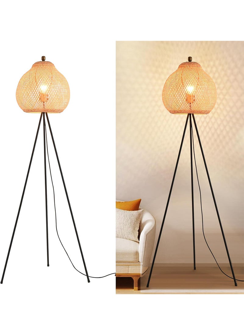 ONELIGHT Tripod Bamboo 3-Color Floor Lamp, Standing Lighting, Foot Switch 9W, Home Decoration Bedroom Living Room - Image 2