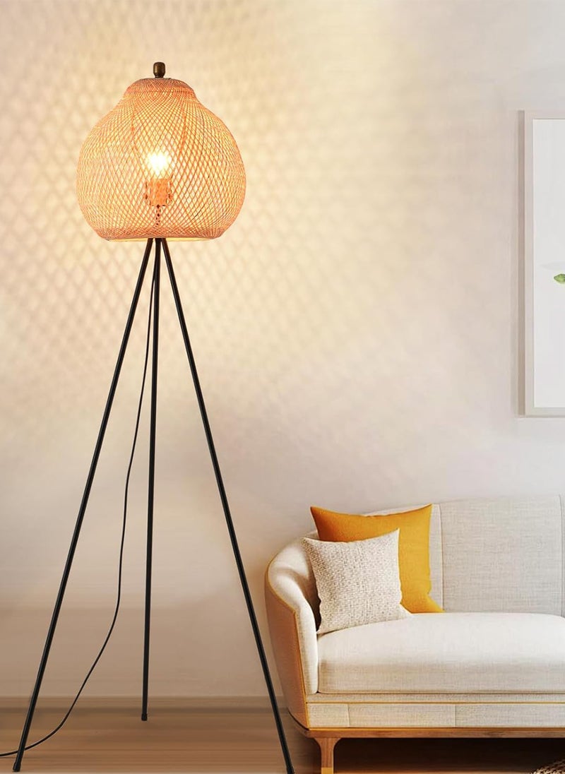 ONELIGHT Tripod Bamboo 3-Color Floor Lamp, Standing Lighting, Foot Switch 9W, Home Decoration Bedroom Living Room - Image 4