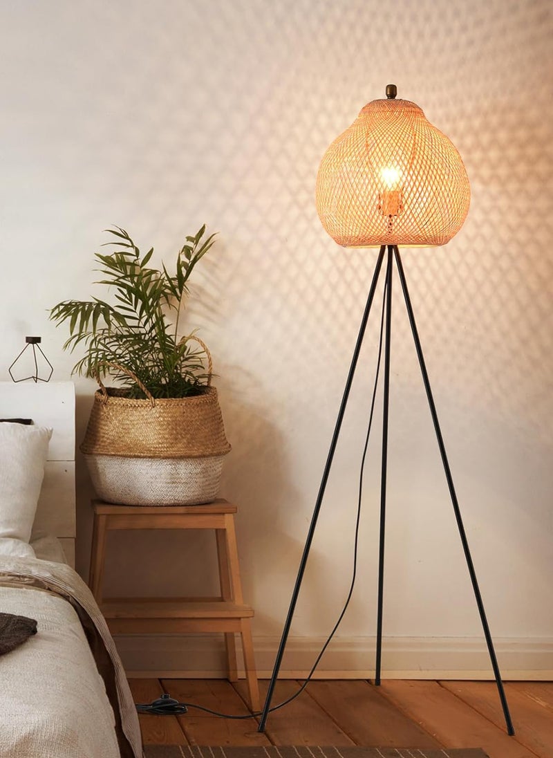 ONELIGHT Tripod Bamboo 3-Color Floor Lamp, Standing Lighting, Foot Switch 9W, Home Decoration Bedroom Living Room - Image 1