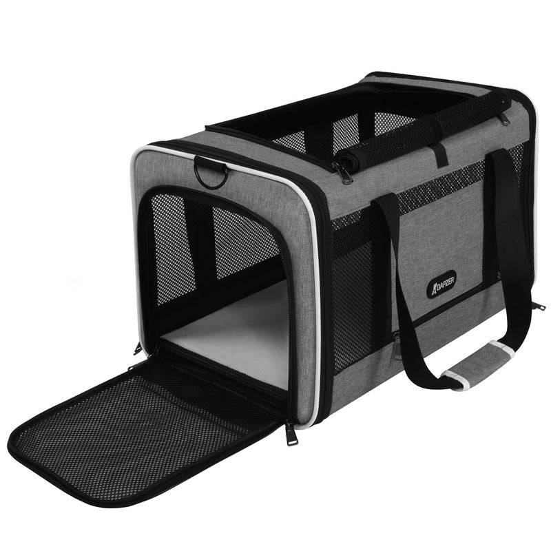 GAPZER Cat Carrier 18x11x11 Top Load Soft Pet Travel Bag Over 15 lbs, Collapsible Small Dog Puppy Crate 10 Pounds, Small Animal Rabbit Kennel Carrying Case, Kitten Mesh Cage Medium Cat Under 25 Grey - Image 1