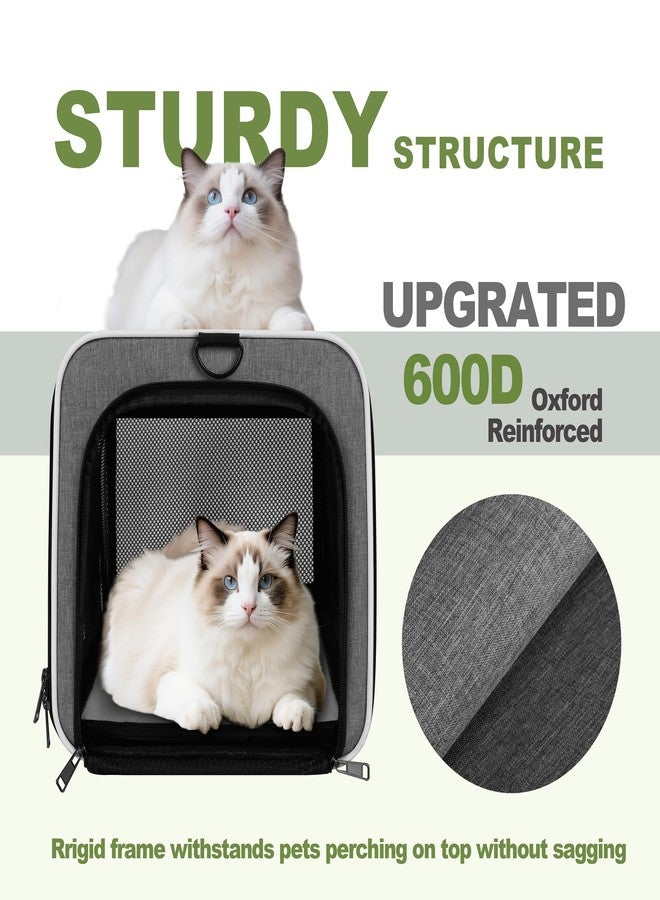 GAPZER Cat Carrier 18x11x11 Top Load Soft Pet Travel Bag Over 15 lbs, Collapsible Small Dog Puppy Crate 10 Pounds, Small Animal Rabbit Kennel Carrying Case, Kitten Mesh Cage Medium Cat Under 25 Grey - Image 4