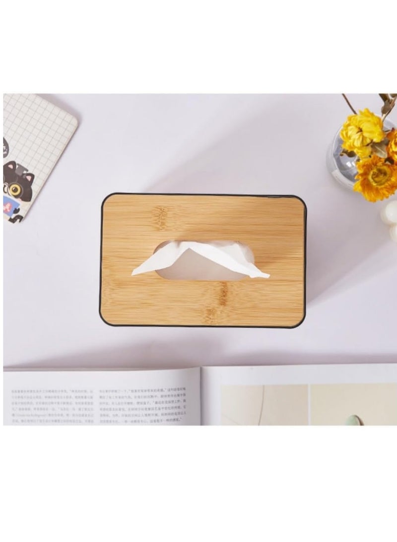 Acrylic Rectangular Tissue Box Holder with Bamboo Lid for Bathroom and Living Room-Stylish Organizer. - Image 4