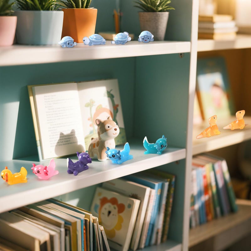IHFAIO 56PCs Mini Resin Animals, Turtles Lizard Axolotls, Mini Resin Figures to Hide Around The Office Home Garden Dollhouse - Image 5