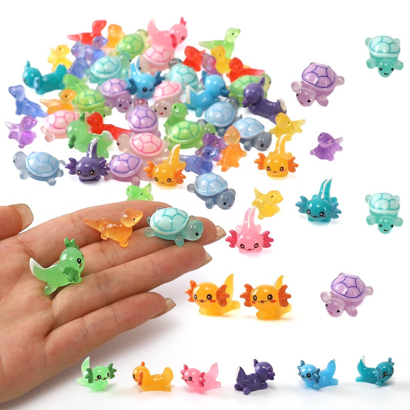IHFAIO 56PCs Mini Resin Animals, Turtles Lizard Axolotls, Mini Resin Figures to Hide Around The Office Home Garden Dollhouse - Image 1
