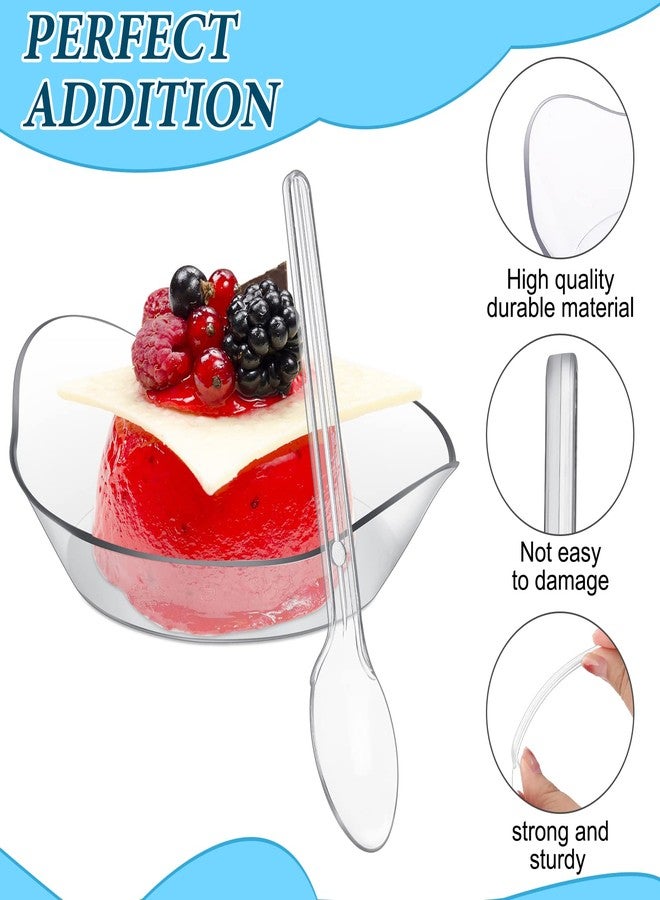 Potchen 500 Pcs Mini Dessert Bowls with Spoons 1 oz Disposable Mini Dessert Plates Plastic Serving Bowls with Clear Plastic Spoons Ice Cream Plates Party Serving Trays for Appetizers, Chocolates, Fruit - Image 3