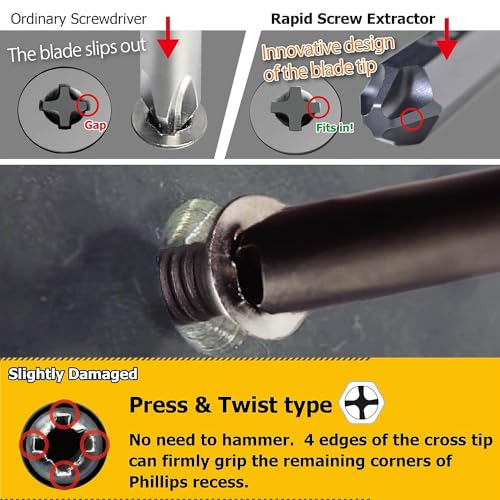 ENGINEER DBZ21 Engineer Screw Saurus Bazooka Set Removing Phillips Screws and Hex Socket Bolts Countersunk and Flat Screws Screws 12 For Hexagonal Diagonal Side 253 mm Bit Set of 4 - Image 3