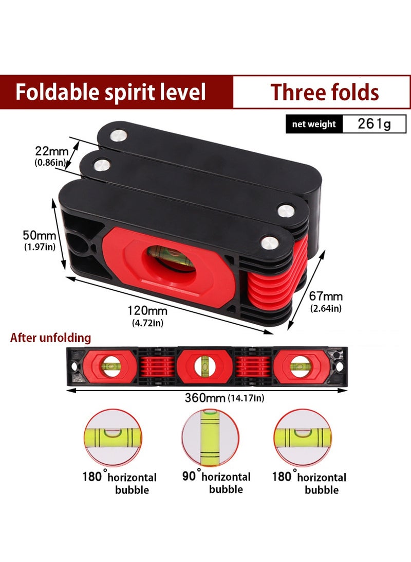 LOOPITYS Foldable Levels 3 Sections Measuring Folding Level With Easy Read Level Bubble 45°/90°/180° Woodworking Foldable Level Measuring Tool,Suitable for verticalmeasurement/horizontameasurement/angle foldable,etc de mesure multi-angles - Image 2