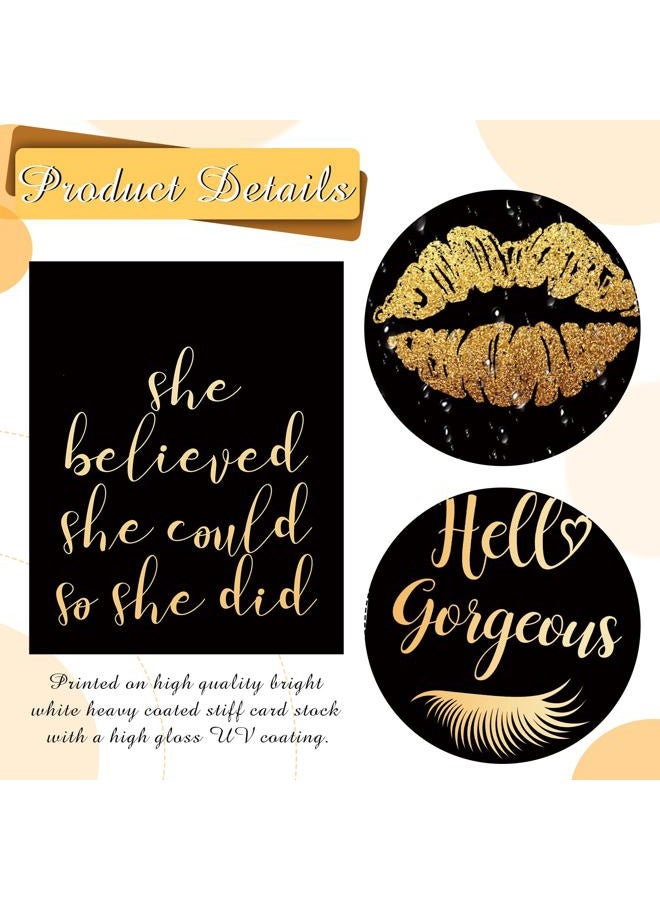 Clabby 6 Pcs Black Gold Wall Art Decor Posters Inspirational Wall Poster Boss Lady Motivational Saying 8" x 10" Print Decor Unframed Motivational Print for Women Bedroom Living Room - Image 3