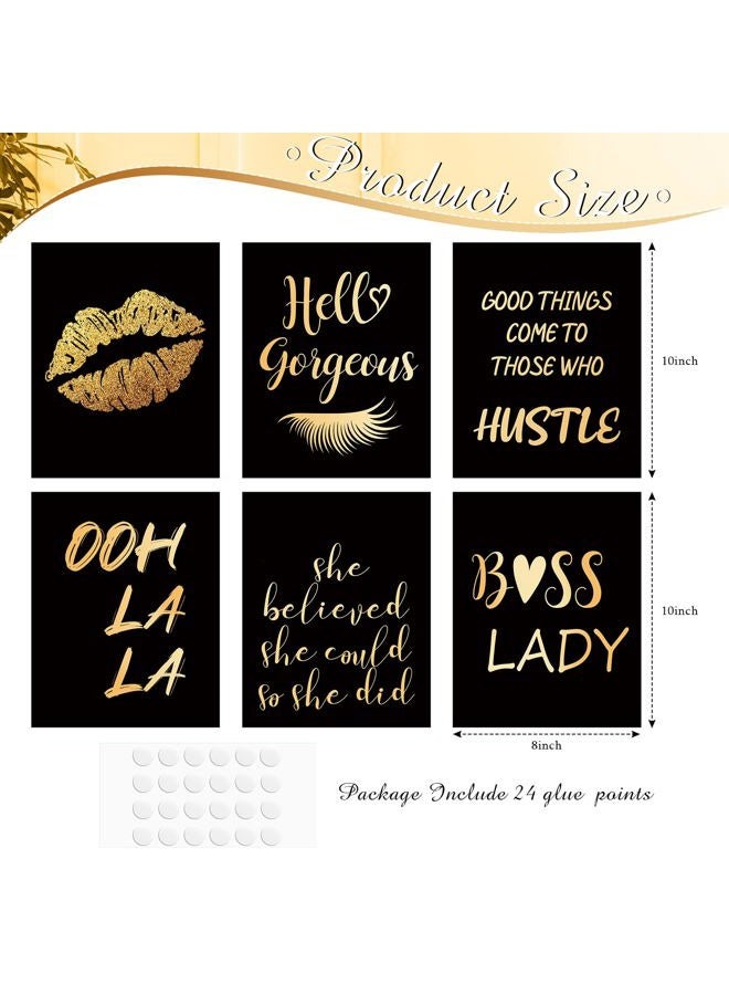 Clabby 6 Pcs Black Gold Wall Art Decor Posters Inspirational Wall Poster Boss Lady Motivational Saying 8" x 10" Print Decor Unframed Motivational Print for Women Bedroom Living Room - Image 2