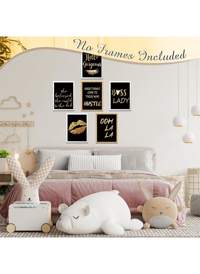 Clabby 6 Pcs Black Gold Wall Art Decor Posters Inspirational Wall Poster Boss Lady Motivational Saying 8" x 10" Print Decor Unframed Motivational Print for Women Bedroom Living Room - Image 5