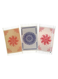 H2H House2Home - Cotton Pooja Mat, Printed Rangoli Rug | 3Pc. Combo | Use as Pooja Mat, Food mat, Table mat, Door Mat, Corridor mat, Entrance Gift | 40cm X 60cm, Combo 3Pc. (Multi)  - Image 1