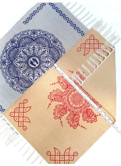 H2H House2Home - Cotton Pooja Mat, Printed Rangoli Rug | 3Pc. Combo | Use as Pooja Mat, Food mat, Table mat, Door Mat, Corridor mat, Entrance Gift | 40cm X 60cm, Combo 3Pc. (Multi)  - Image 3