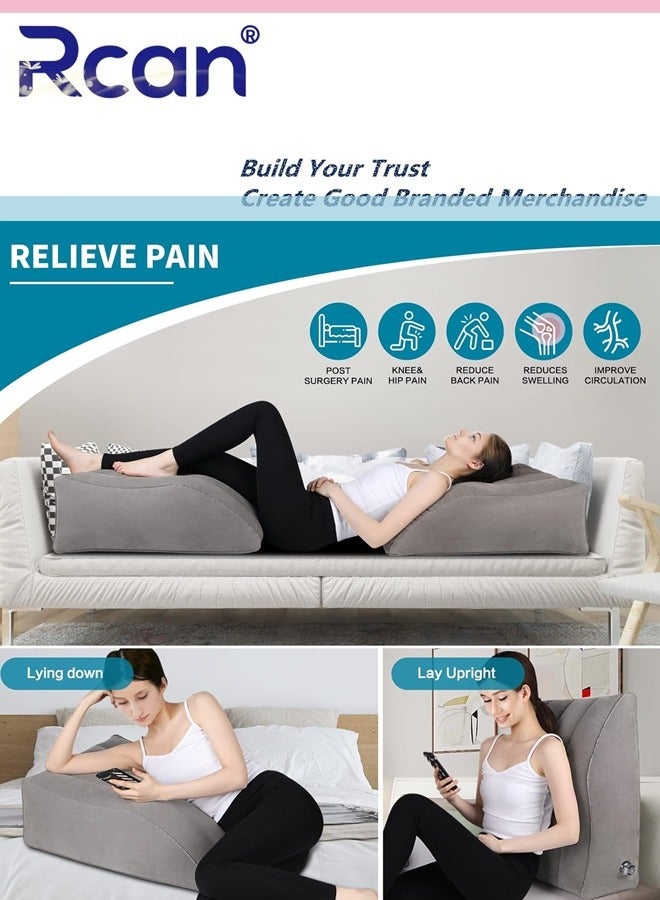 ركان وسادة إسفينية للنوم، وسادة رفع الساق القابلة للنفخ للتورم والدورة الدموية وتخفيف آلام الساق والظهر، وسائد مريحة للساق مناسبة لتحسين جودة النوم والحوامل والجراحة والإصابة - Image 3