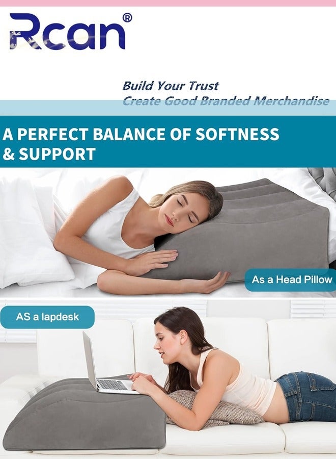 ركان وسادة إسفينية للنوم، وسادة رفع الساق القابلة للنفخ للتورم والدورة الدموية وتخفيف آلام الساق والظهر، وسائد مريحة للساق مناسبة لتحسين جودة النوم والحوامل والجراحة والإصابة - Image 4