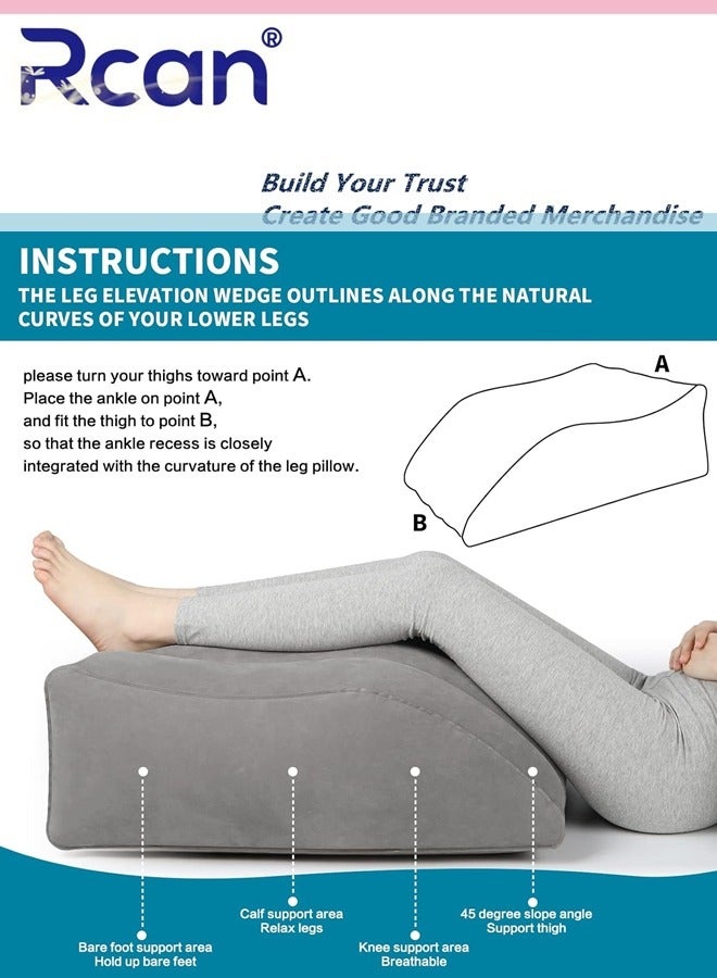 ركان وسادة إسفينية للنوم، وسادة رفع الساق القابلة للنفخ للتورم والدورة الدموية وتخفيف آلام الساق والظهر، وسائد مريحة للساق مناسبة لتحسين جودة النوم والحوامل والجراحة والإصابة - Image 5