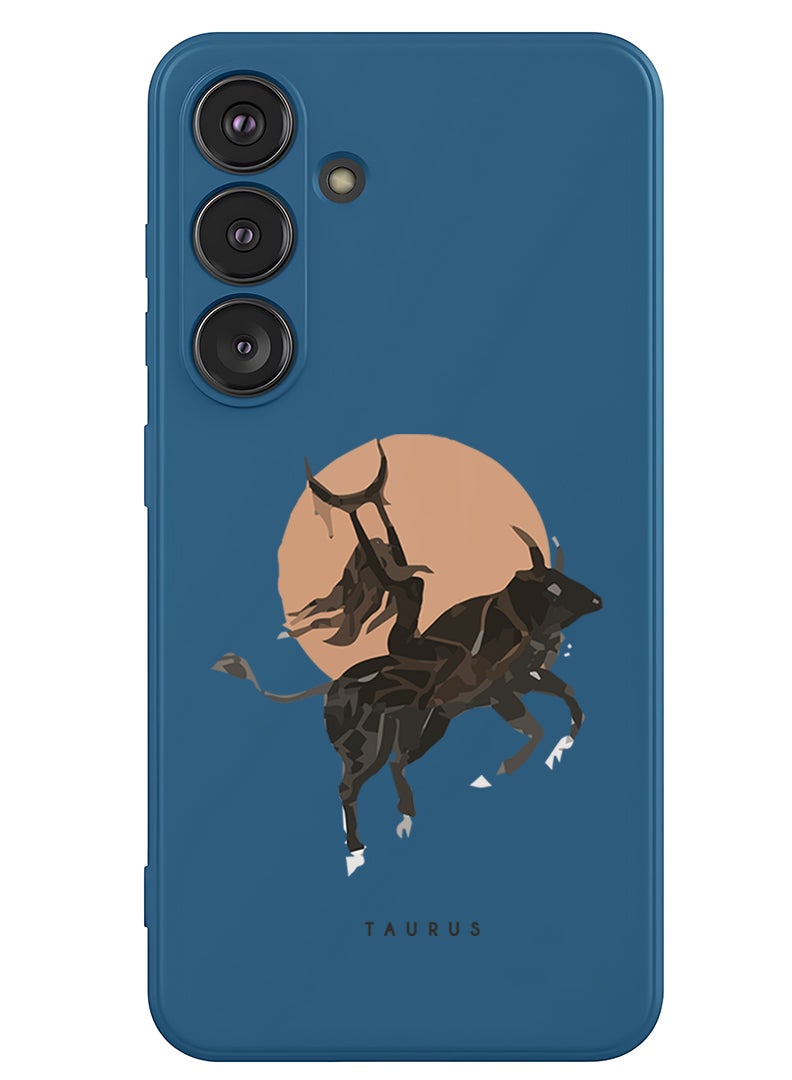 Theodor Protective Slim Fit Case Liquid Silicone Cover with Full Body Protection Anti-Scratch Shockproof Case For Samsung Galaxy S25 (Blue) - Taurus - Image 1