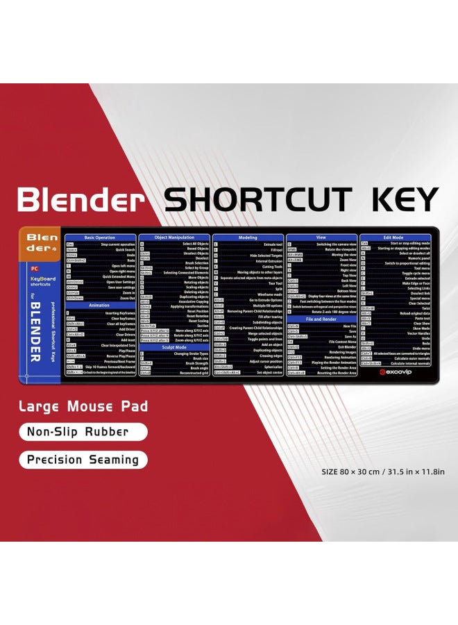 Blender Programming Language Full English Mouse Pad Shortcut Key E-sports Large Dirty-Resistant Office Desk Pad-Colour:300*800*2mm-Pattern:Hot Selling-blender  - Image 3