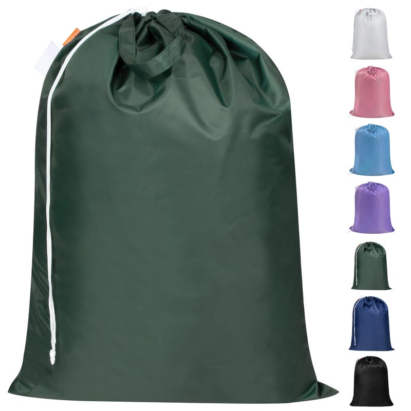 Polecasa Extra Heavy Duty Large Laundry Bag with Sturdy Handles and Drawstring Closure, 28 x 36 inches Durable Storage Bags for Basket, Hamper, College, Dorm, Travel, Green - Image 1