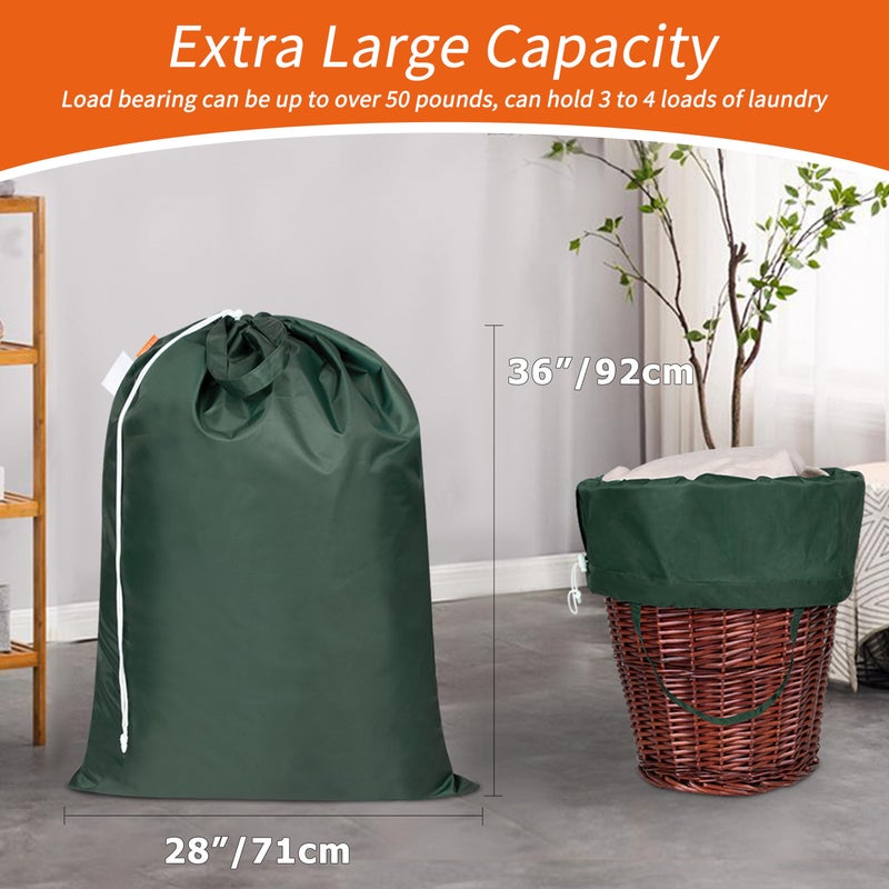 Polecasa Extra Heavy Duty Large Laundry Bag with Sturdy Handles and Drawstring Closure, 28 x 36 inches Durable Storage Bags for Basket, Hamper, College, Dorm, Travel, Green - Image 3