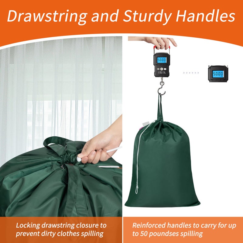 Polecasa Extra Heavy Duty Large Laundry Bag with Sturdy Handles and Drawstring Closure, 28 x 36 inches Durable Storage Bags for Basket, Hamper, College, Dorm, Travel, Green - Image 5