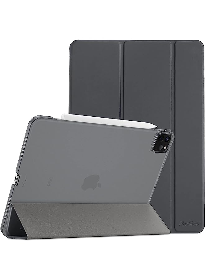 Ipad Pro 12.9 Case 2022/2021/2020/2018, Slim Stand Hard Back Shell Smart Cover For Ipad Pro 12.9 Inch 6Th Generation 2022/5Th Gen 2021/4Th Gen 2020/3Rd Gen 2018 -Grey