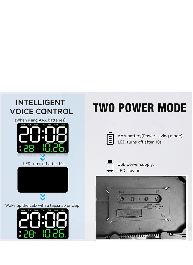 Vparty - Large Digital Wall Clock,13 Inch,Led Alarm Clock with Big Digits,DST,Dual Alarm,3-Level Brightness for Living Room Bedrooms Classroom - Image 1
