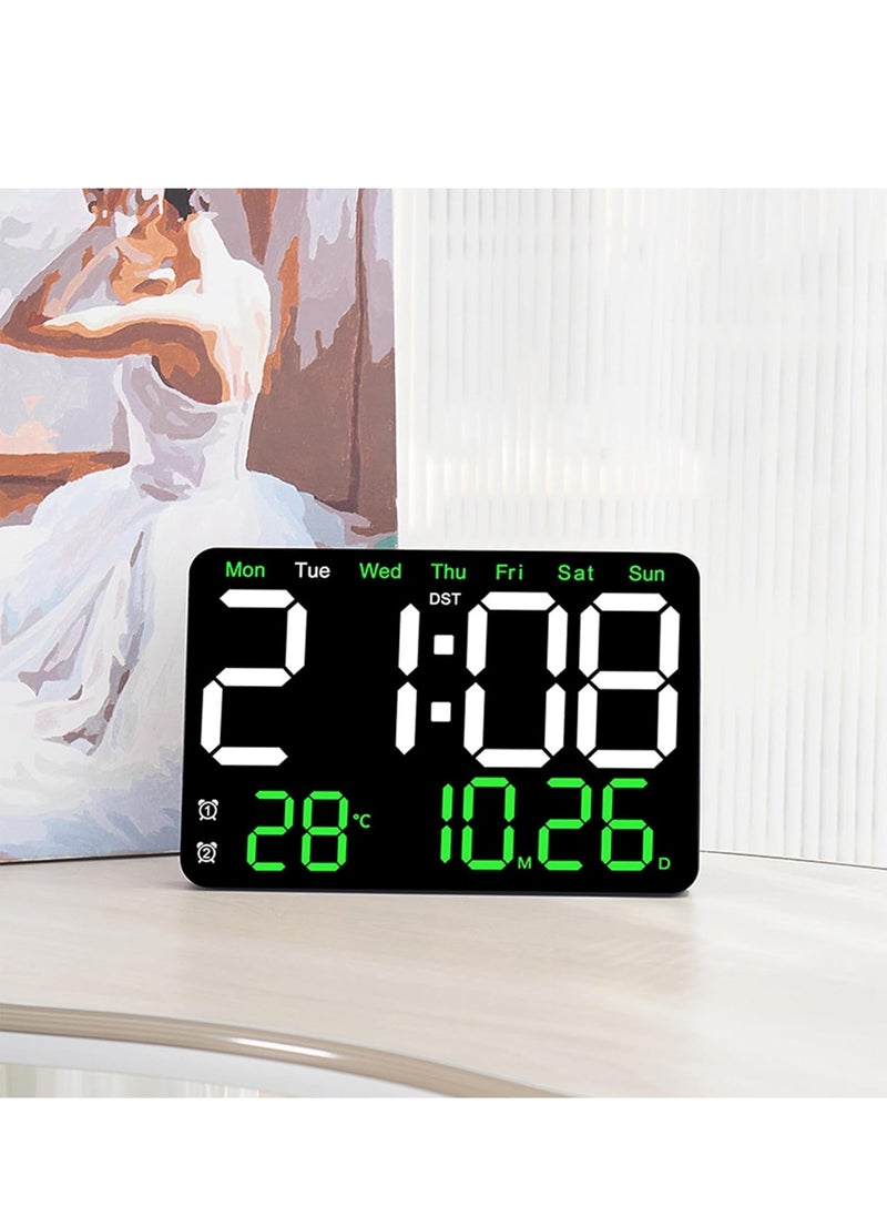 Vparty - Large Digital Wall Clock,13 Inch,Led Alarm Clock with Big Digits,DST,Dual Alarm,3-Level Brightness for Living Room Bedrooms Classroom - Image 1