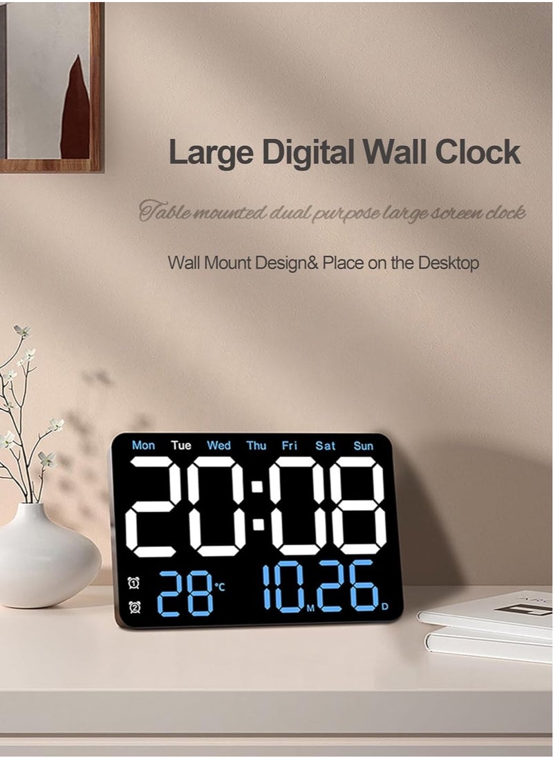 Vparty - Large Digital Wall Clock,13 Inch,Led Alarm Clock with Big Digits,DST,Dual Alarm,3-Level Brightness for Living Room Bedrooms Classroom - Image 1