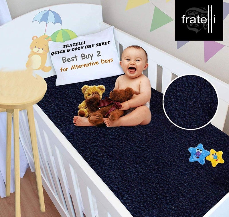 FRATELLI Cozy Dry Baby Bed Protector Twin Pack (Navy Blue & Salmon Rose) - Image 4