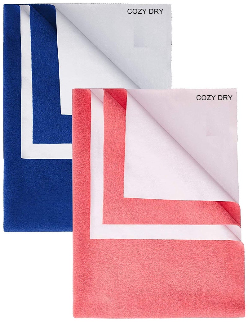 FRATELLI Cozy Dry Baby Bed Protector Twin Pack (Navy Blue & Salmon Rose) - Image 1