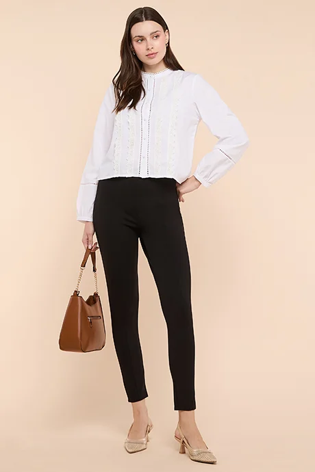 أر أند بي Solid Ponte Pants with Elastic Waist