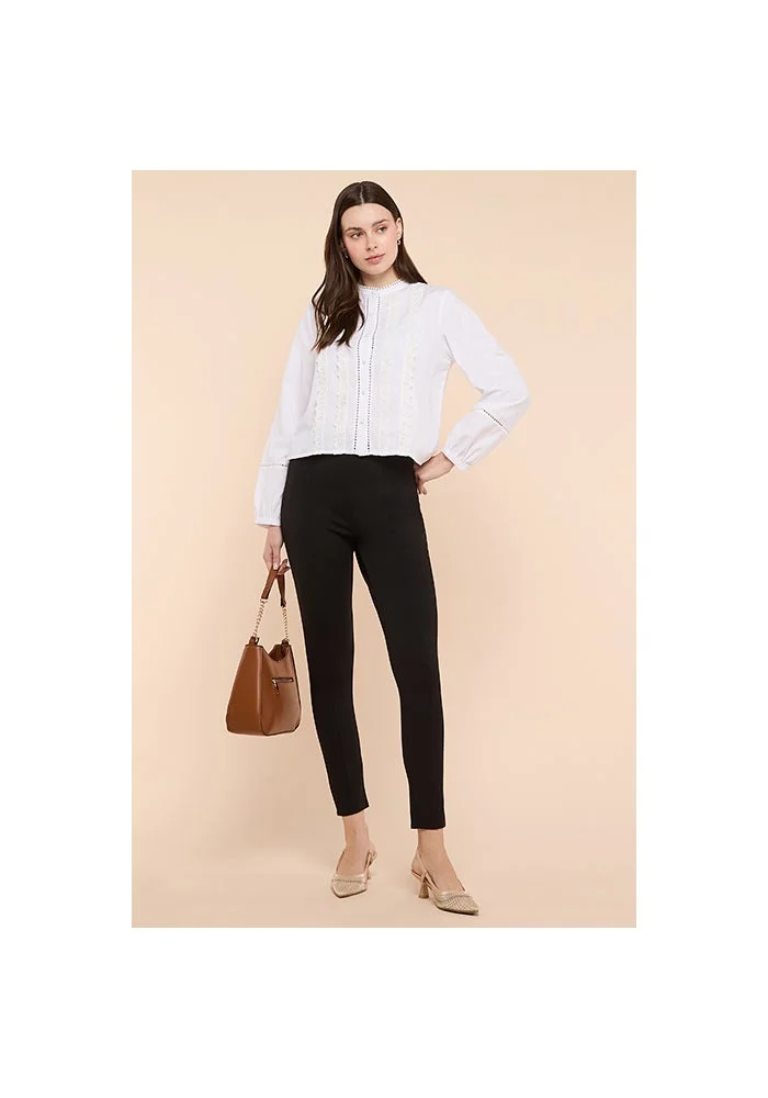 أر أند بي Solid Ponte Pants with Elastic Waist