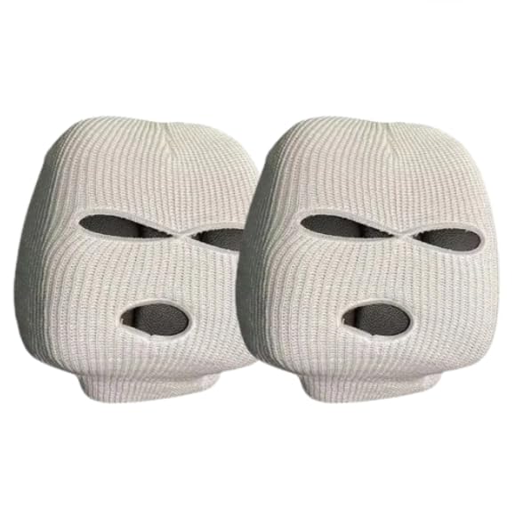 YOURKARTS.COM Car Seat Headrest Full Face Cover – Funny Ski Mask Hat Design with Anti-Ash Protection for Car Seats-White (Pack of 2) Car seat ski mask - Image 2