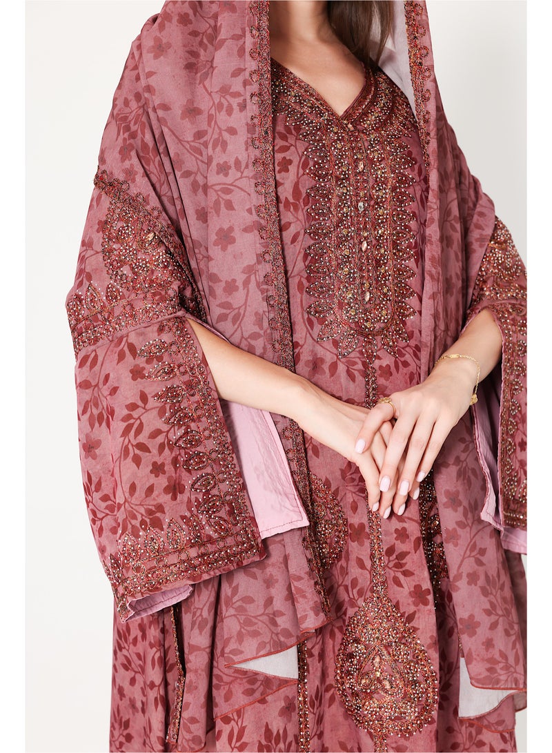 IKKXA Wide Split Sleeve Arabian Jalabiya with Scarf - Image 2