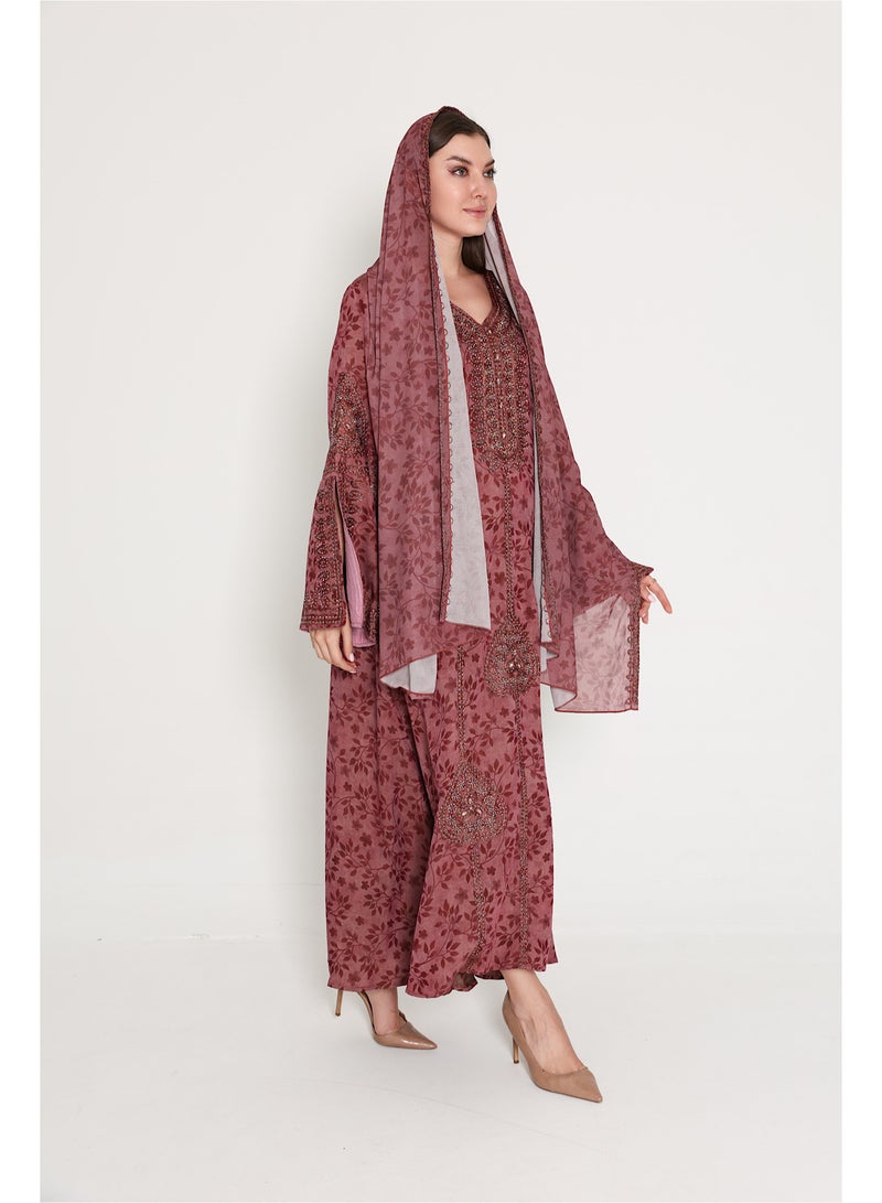 IKKXA Wide Split Sleeve Arabian Jalabiya with Scarf - Image 1