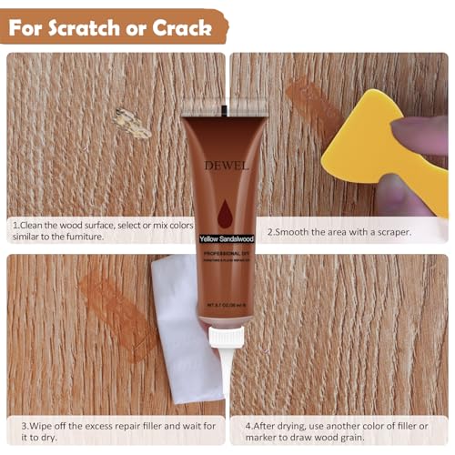 DEWEL Wood Furniture Repair Kit, 31 Pcs Scratch Repair Wood Filler, Wax Sticks with Wood Putty for Wood Floors, Scratches, Cracks, Hole, Laminate, Table, Bedposts - Image 3