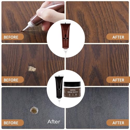 DEWEL Wood Furniture Repair Kit, 31 Pcs Scratch Repair Wood Filler, Wax Sticks with Wood Putty for Wood Floors, Scratches, Cracks, Hole, Laminate, Table, Bedposts - Image 5