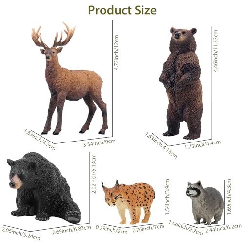 Toymany 12PCS North American Forest Animal Figurines, Realistic Jungle Animal Set Includes Moose,Cougar,Wolf,Bear,Eagle,Deer Educational Toy Cake Toppers Christmas Birthday Gift for Toddlers Kids 3-5 - Image 2