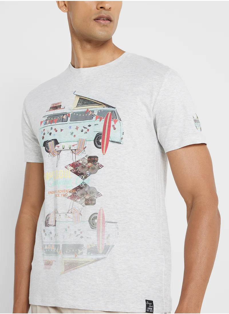 BRAVE SOUL Soft Touch Crew Neck T-Shirt