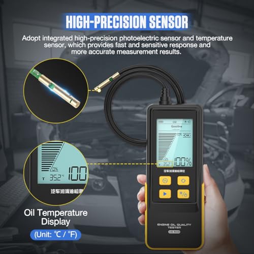 KAISAL Engine Oil Tester Gasoline & Diesel Engine Oil Quality Tester Analyzer Detector High-precision Car Engine Oil Diagnostic Tool with 800MM Flexible Probe,Identifier&Sound Prompt, 2.8in Backlight Display - Image 5